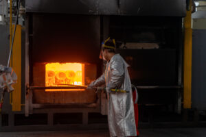 Shell firing furnace in the investment casting workshop
